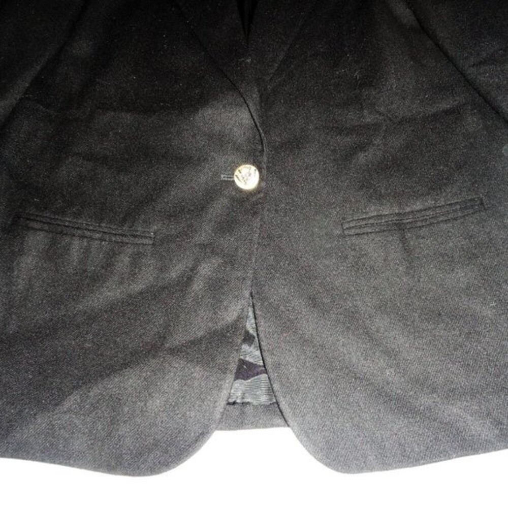 100% Wool Blazer Jacket Black 12P One Button NICE! - Picture 3 of 7